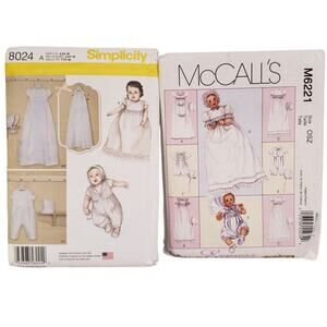 Simplicity Baby Christening Gown Romper Sets Sewing Patterns UNCUT